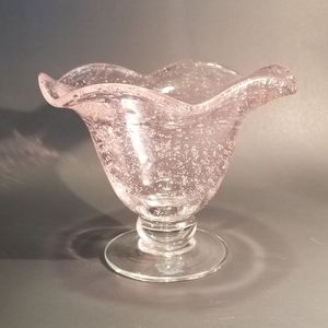 PINK & CLEAR GLASS CANDY/ SUNDAE DISH